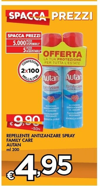 Bennet Autan Repellente Antizanzare Spary Family Care offerta