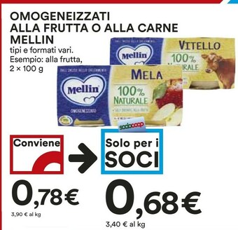 Coop Mellin Omogeneizzati Alla Frutta O Alla Carne offerta