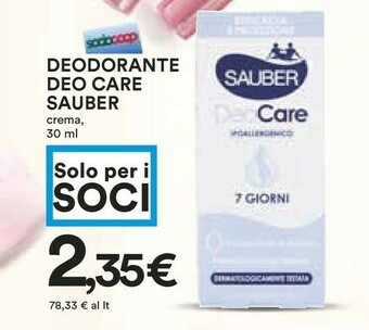 Coop Sauber Deodorante offerta