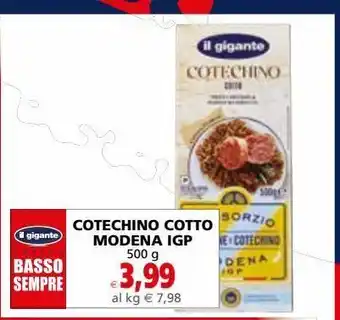 Il Gigante Cotechino cotto modena igp 500g offerta