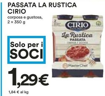 Coop Cirio Passata La Rustica offerta