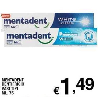 Sigma Mentadent Dentifricio Vari Tipi ml.75 offerta