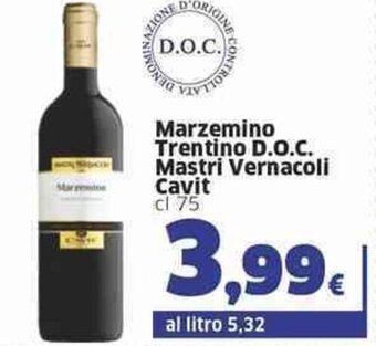 Marzemino Trentino D.O.C. Mastri Vernacoli Cavit cl 75