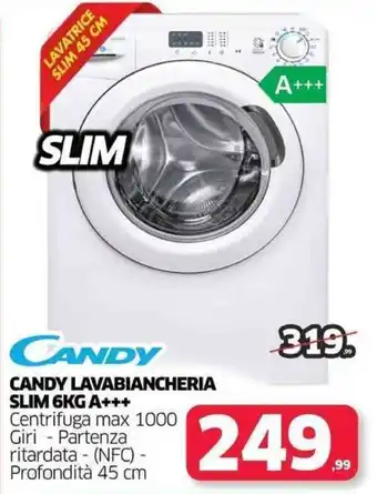 Telitaly Candy Lavabiancheria Slim 6Kg A+++ offerta