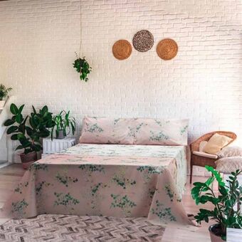 Completo letto flora con copriletto