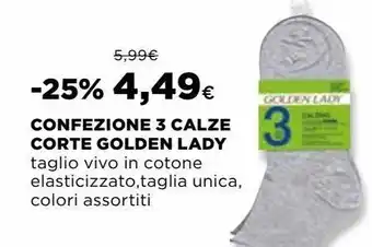 Ipercoop Confezione 3 calze corte golden lady offerta