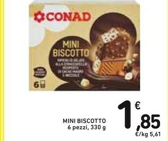 Conad Conad - Mini Biscotto Ripieno Di Gelato Stracciatella Ricoperto Al Cacao Magro E Nocciole 330 G(ml) offerta