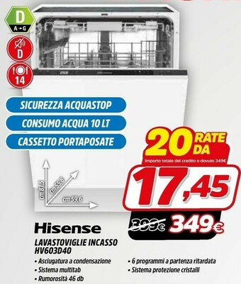 Fiducia & Convenienza Hisense Lavastoviglie Incasso HV603D40 offerta
