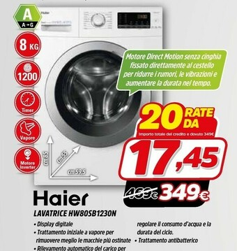 Fiducia & Convenienza Haier HW80-SB1230N Lavatrice Libera Installazione Caricamento Frontale 8 Kg 1200 Giri/min A Bianco offerta