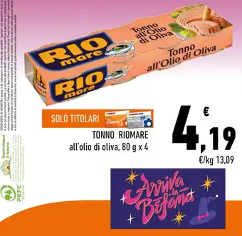 Conad Tonno Riomare all'olio di oliva, 80 g x 4 offerta
