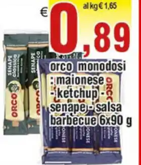 Orco Monodosi Maionese ketchup - senape - salsa barbecue 6x90g