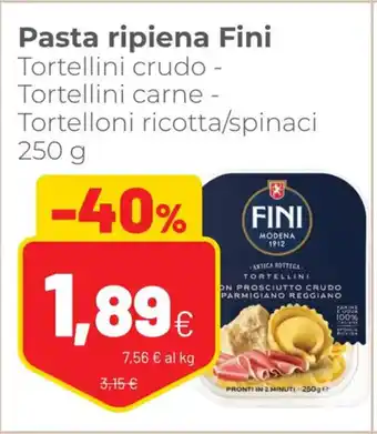 Coop Pasta ripiena Fini Tortellini crudo-Tortellini carne- Tortelloni ricotta / spinaci 250 g offerta