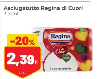 Coop Regina Asciugatutto di Cuori 3 rotoli offerta