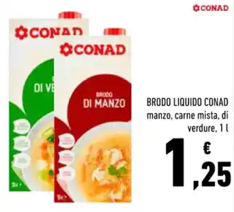 Conad Conad Brodo Liquido Manzo, Carne Mista, di Verdure 1 l offerta