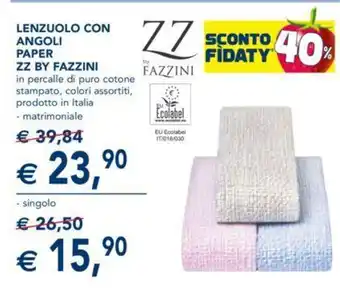 Esselunga Lenzuolo Con Angoli Paper ZZ by Fazzini matrimoniale offerta