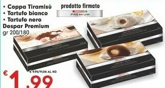 Despar Despar Premium Coppa Tiramisu / Tartufo Bianco / Tartufo Nero offerta