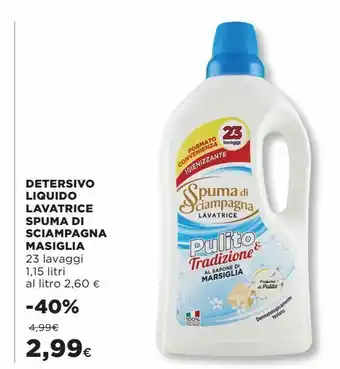 Ipercoop Detersivo liquido lavatrice spuma di sciampagna marsiglia offerta