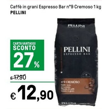 Iper La Grande Pellini Caffe In Grani Espresso Bar N.9 Cremoso offerta