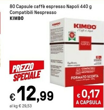Iper La Grande Kimbo Espresso Napoli 80 Capsule Caffe 440g offerta