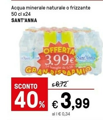 Iper La Grande Sant'anna Acqua Minerale Naturale 500 G(ml) offerta