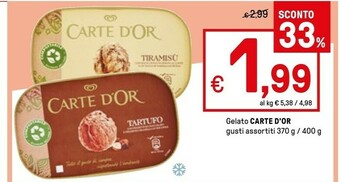 Iper La Grande Algida Carte D'Or Tartufo 400 G(ml) offerta