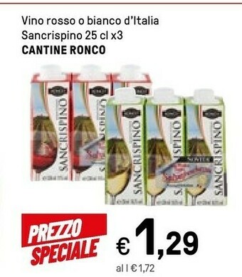 Iper La Grande Cantine Ronco - San Crispino Vino Rosso 250 G(ml) offerta