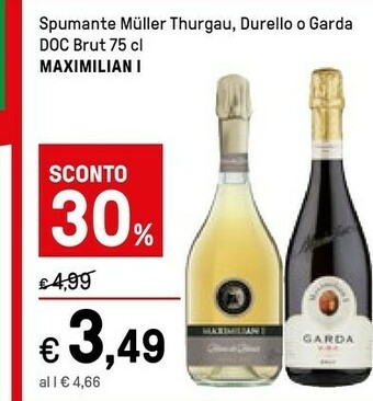 Iper La Grande Maximilian I - Muller Thurgau Durello Vino Spumante Brut 750 G(ml) offerta