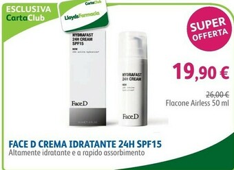 Lloyds Farmacia Face D Crema Idratante 24h Spf15 Flacone Airless 50 Ml offerta