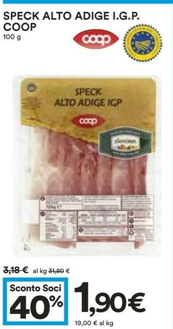 Coop Coop - Speck Alto Adige IGP 100 G(ml) offerta