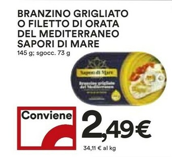 Coop Sapori di mare Branzino Grigliato Del Mediterraneo In Olio Di Oliva 73 G(ml) offerta