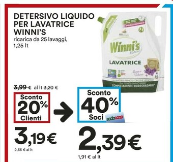 Coop Winni's Detersivo Liquido Per Lavatrice 1.25lt offerta