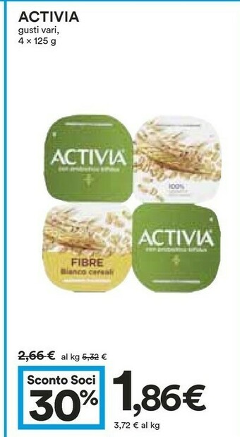 Coop Danone Activia 0% Grassi offerta