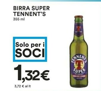Coop Tennent's Birra Super 355 Ml offerta