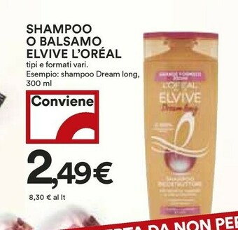 Coop L'Oreal Paris Elvive Shampoo Per Capelli 300 Ml offerta
