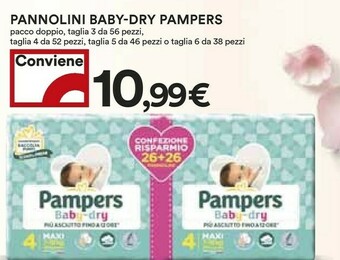 Coop Pampers Baby Dry Pannolini Pacco Doppio offerta