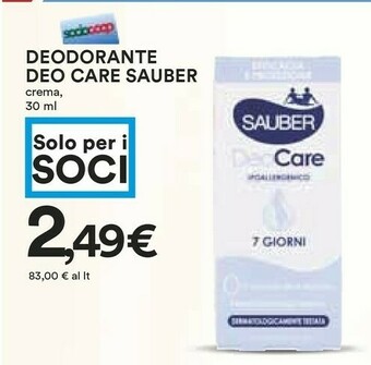 Coop Sauber Deo Care Deodorante offerta