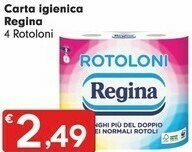 Despar Regina Carta Igienica 4 Rotoloni offerta