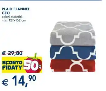 Esselunga Plaid Flannel Geo colori assortiti mis. 127x152 cm offerta