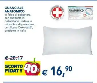 Esselunga Guanciale Anatomico in falda di poliestre, con supporto in poliuretano, fodera in microfibra di poliestre, certificato Oeko offerta