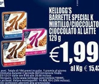DEM Kelloggs Barrette Special K Mirtillo/cioccolato/ Cioccolato Al Latte offerta