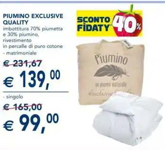 Esselunga Piumino Exclusive Quality imbottitura 70% piumetta e 30% piumino, rivestimento in percalle di puro cotone matrimoniale offerta
