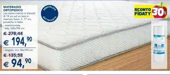 Materasso Ortopedico 14 cm h 17 cm, mis 160 x 190 cm