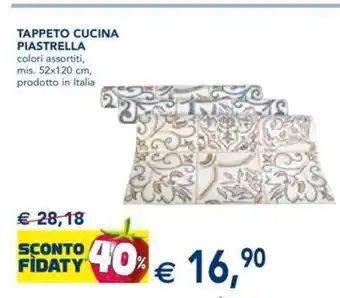 Tappeto Cucina Piastrella colori assortiti mis. 52x120 cm prodotto in Italia