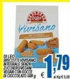 Di Leo Vivi Sano Biscotti Vegan Con Gocce Di Cioccolato 500 G(ml)