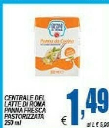 Gros Centrale del latte di roma Panna Fresca Pastorizzata offerta