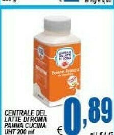 Centrale del latte di roma Panna Da Cucina UHT A Lunga Conservazione 200 G(ml)