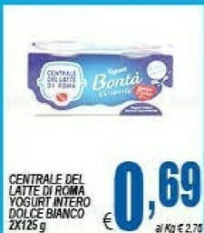Centrale Del Latte Di Roma - Yogurt Bianco Intero Biologico 250 G(ml)