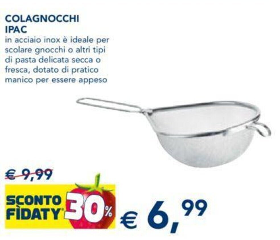 Colagnocchi Ipac in acciaio inox è ideale per scolare gnocchi o altri