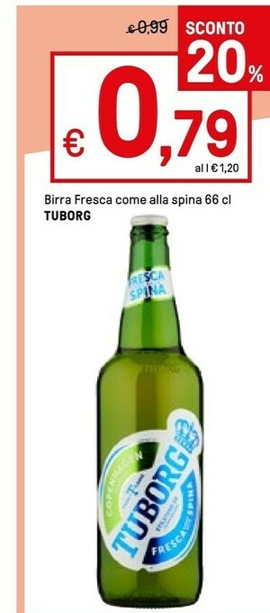 Iper La Grande Tuborg Birra Fresca Come Alla Spina 66 Cl offerta
