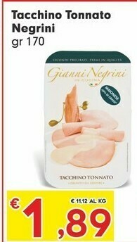 Despar Gianni negrini Tacchino Tonnato offerta